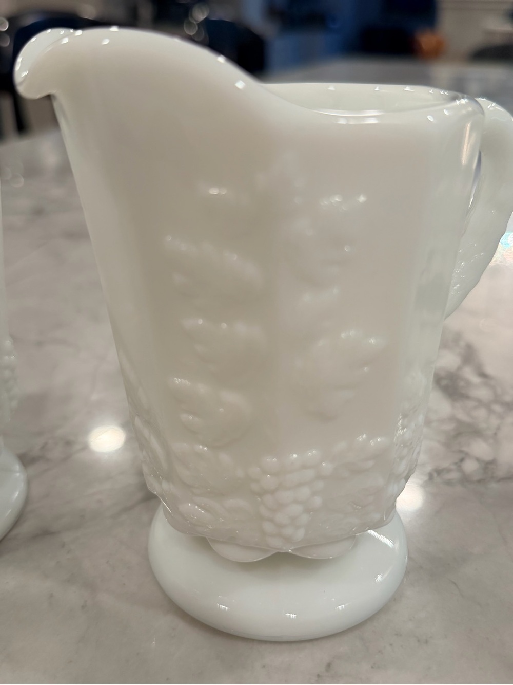 Vintage Westmoreland Milk Glass Paneled Grape Creamer & Tumbler – Matching Set - Picture 5 of 7